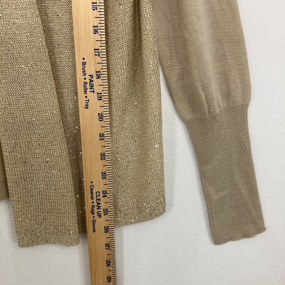 New Ann Taylor LOFT size Large Oatmeal Sequins Open Front Cardigan - Picture 6 of 11